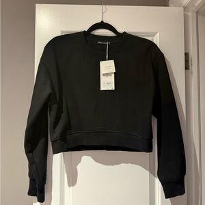 Zara Black Cropped Sweatshirt